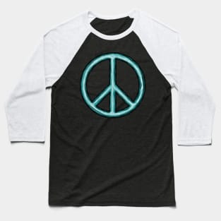 Serene Blue Peace Sign Baseball T-Shirt